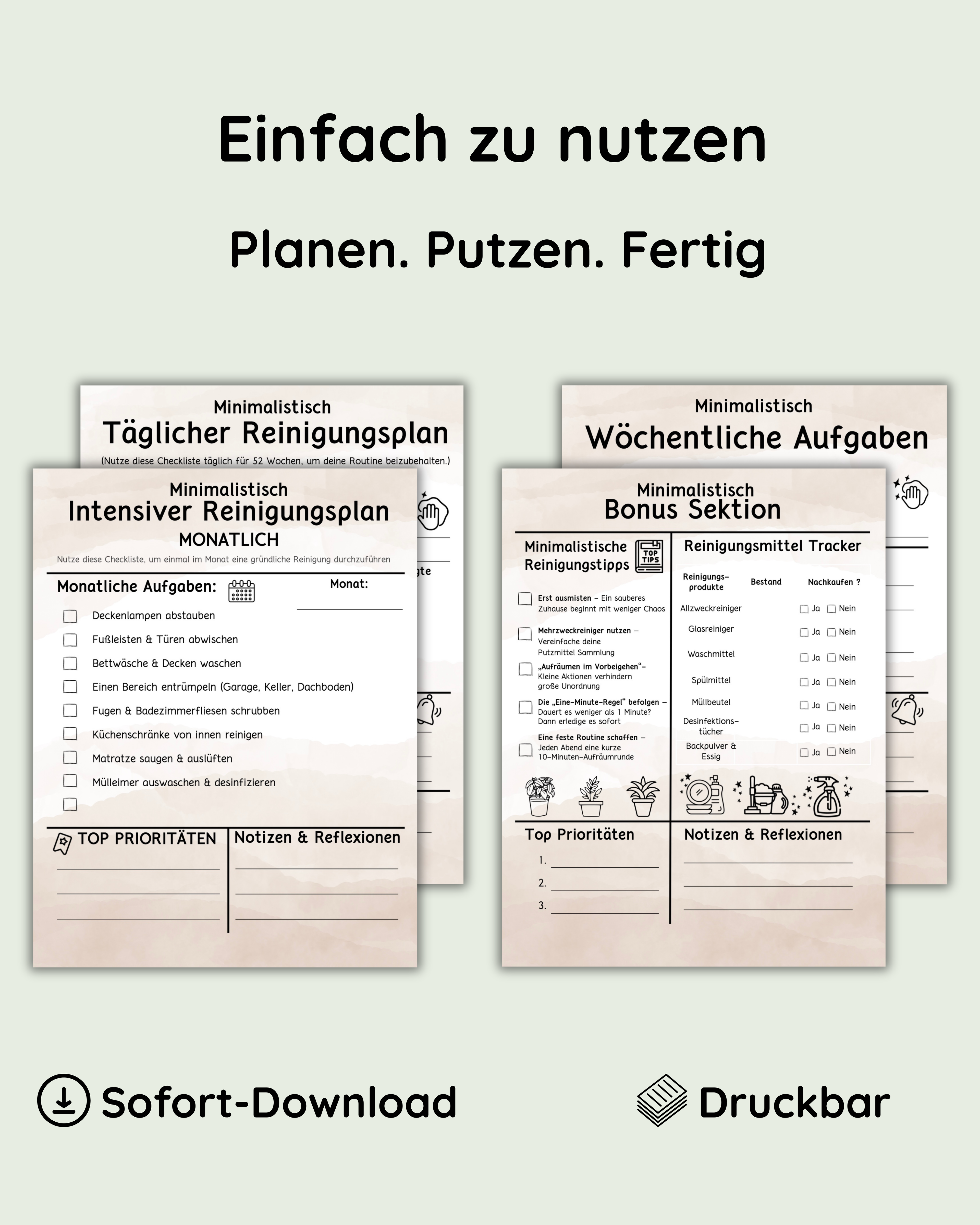 Minimalistischer Reinigungsplan