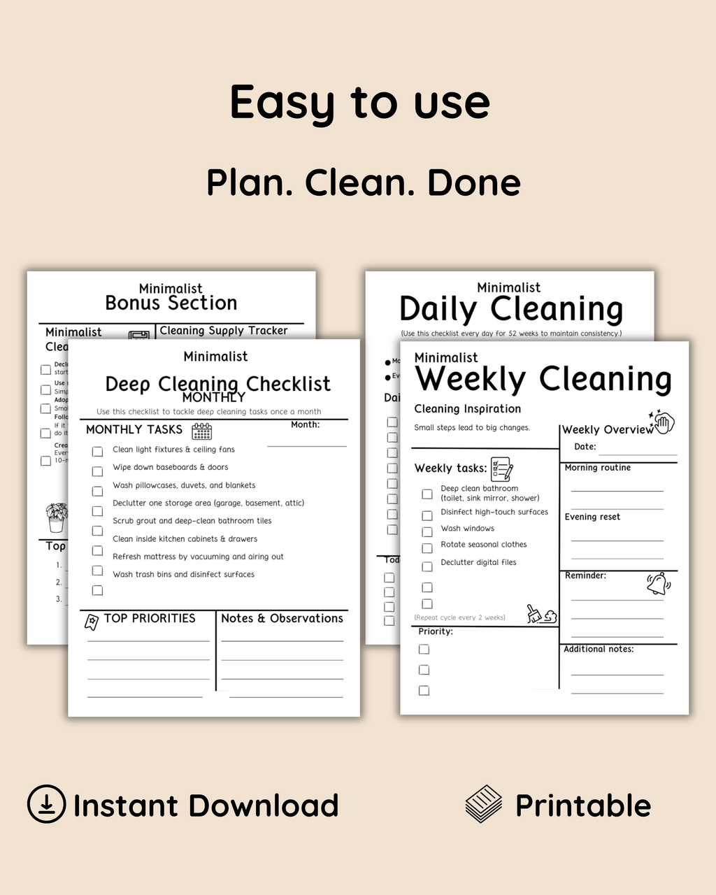 Minimalist Cleaning Checklist