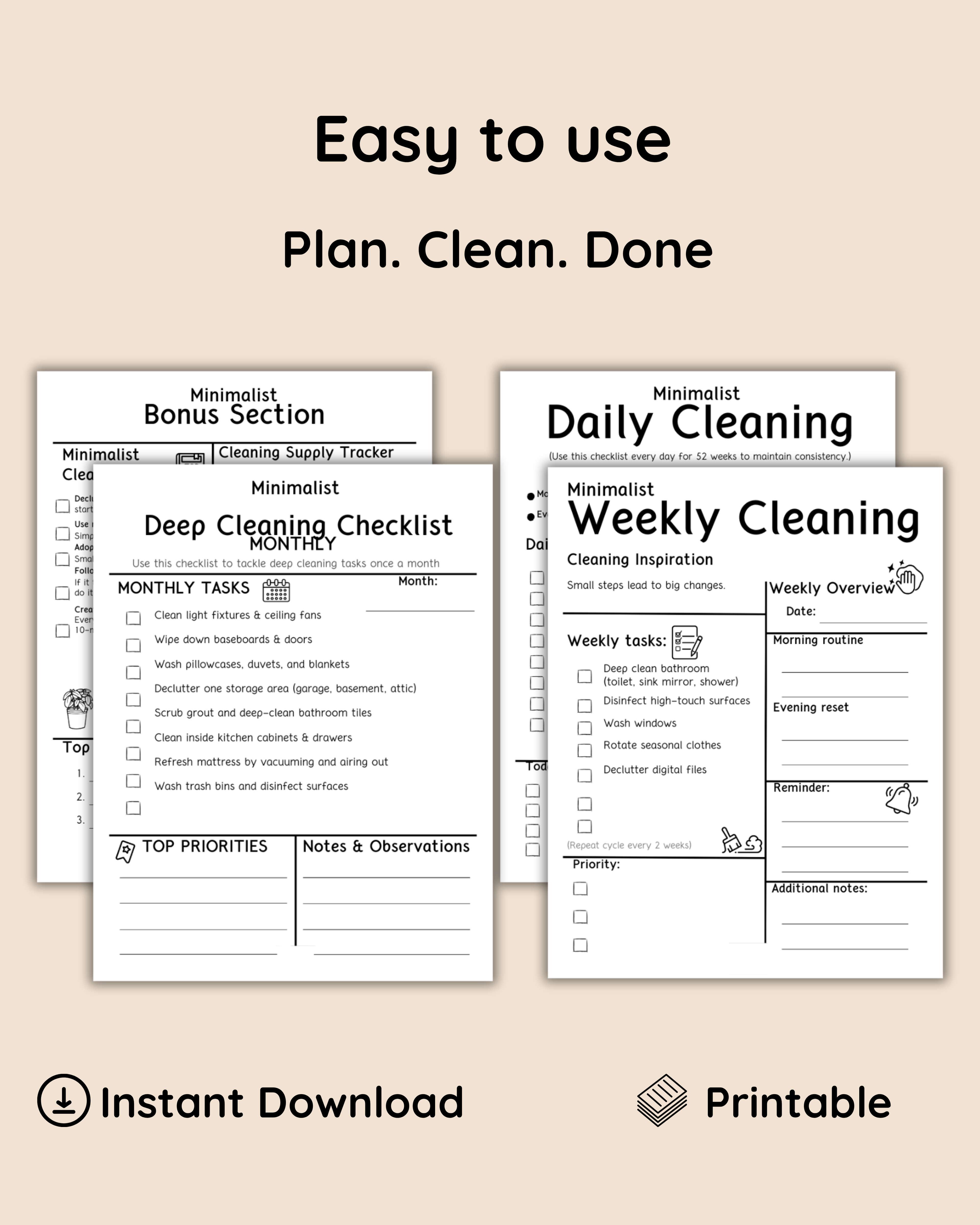Minimalist Cleaning Checklist